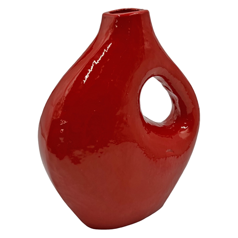 Bergamo Art 7.5 Inch Tall Decorative Handmade Aluminum Jug Flower Vase in Red