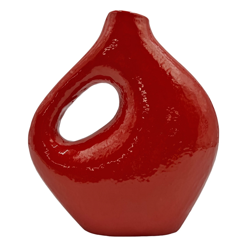 Bergamo Art 7.5 Inch Tall Decorative Handmade Aluminum Jug Flower Vase in Red