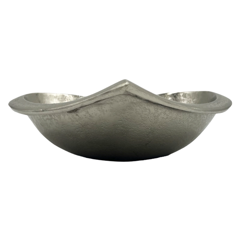 Bergamo Art Set of 2 Decorative Handmade Aluminum Heart Bowl in Nickel