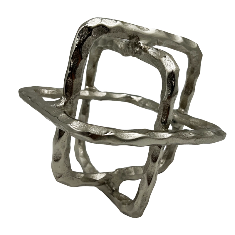 Bergamo Art 7.5 inch Decorative Handmade Aluminum Square Sculpture in Nickel