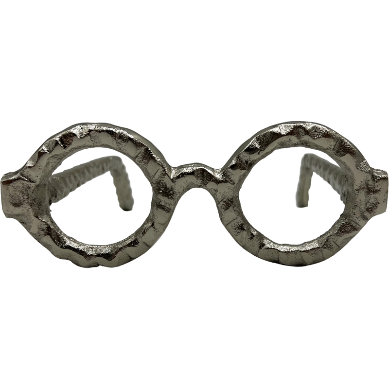 Bergamo Art Decorative Handmade Aluminum 7.5 inch Glasses Sculpture in Nickel