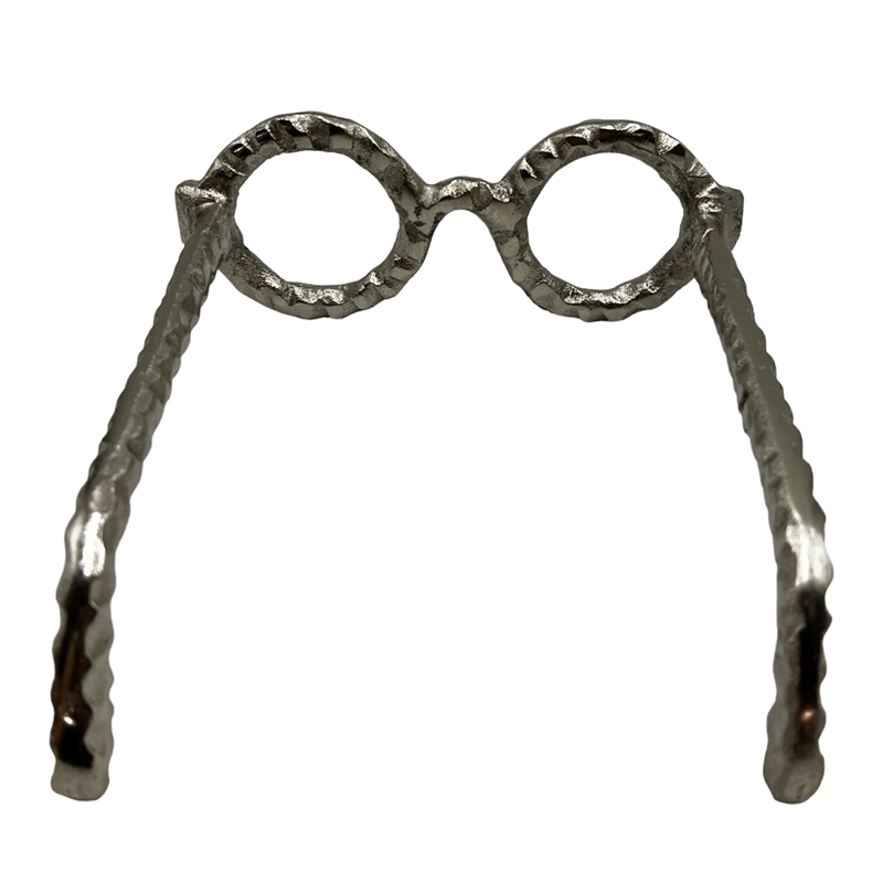 Bergamo Art Decorative Handmade Aluminum 7.5 inch Glasses Sculpture in Nickel