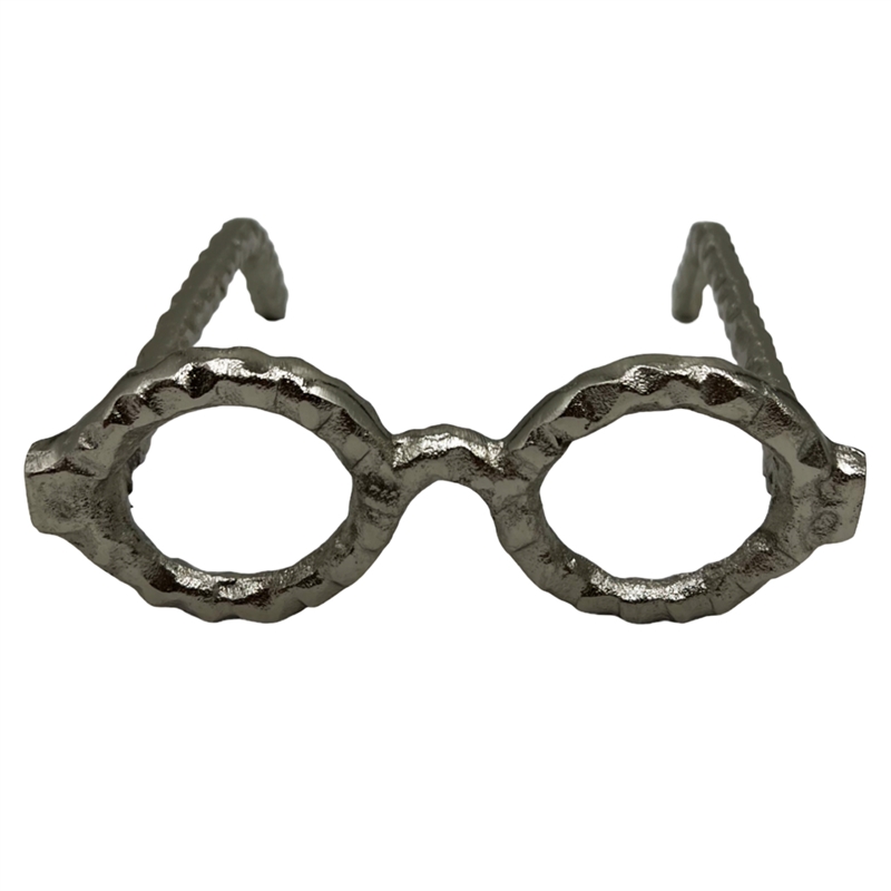 Bergamo Art Decorative Handmade Aluminum 7.5 inch Glasses Sculpture in Nickel