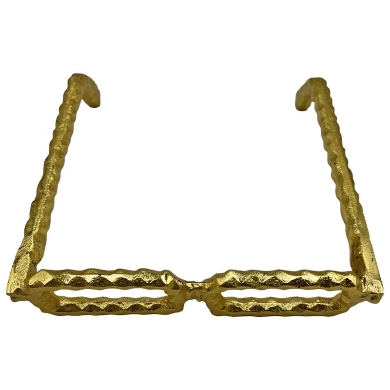 Bergamo Art Decorative Handmade Aluminum 8 inch Glasses Sculpture in Gold