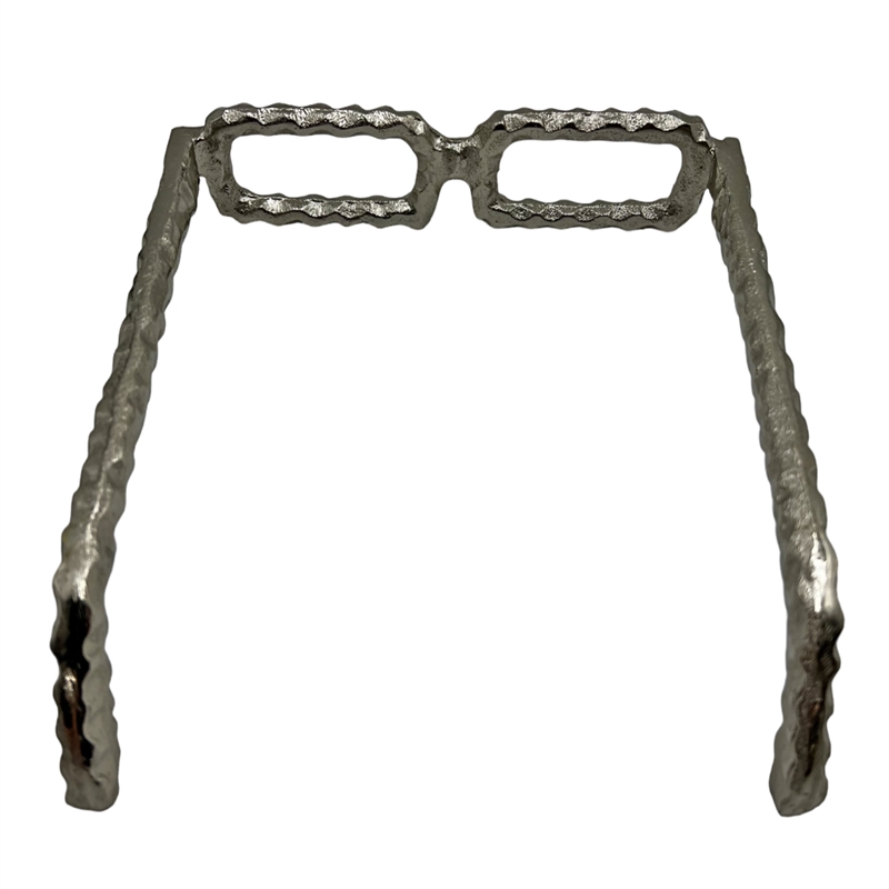 Bergamo Art Decorative Handmade Aluminum 8 inch Glasses Sculpture in Nickel