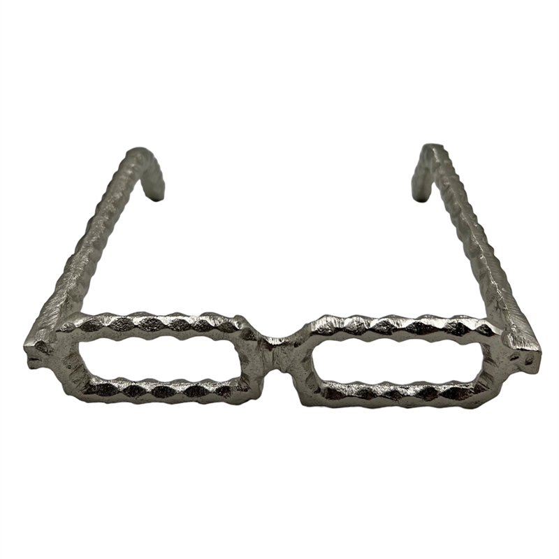 Bergamo Art Decorative Handmade Aluminum 8 inch Glasses Sculpture in Nickel
