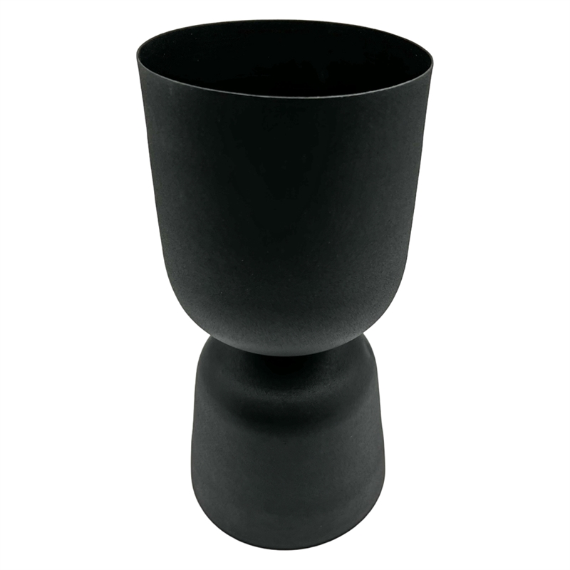 Bergamo Art 13 Inch Decorative Handmade Aluminum Modern Flower Vase in Charcoal