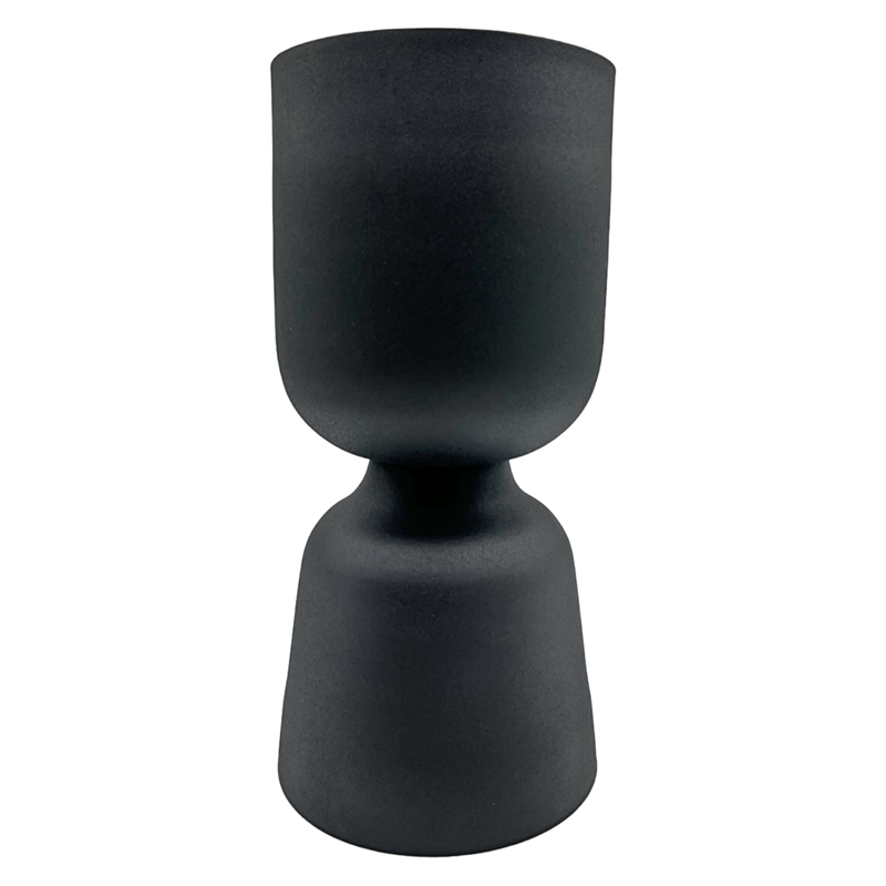 Bergamo Art 13 Inch Decorative Handmade Aluminum Modern Flower Vase in Charcoal