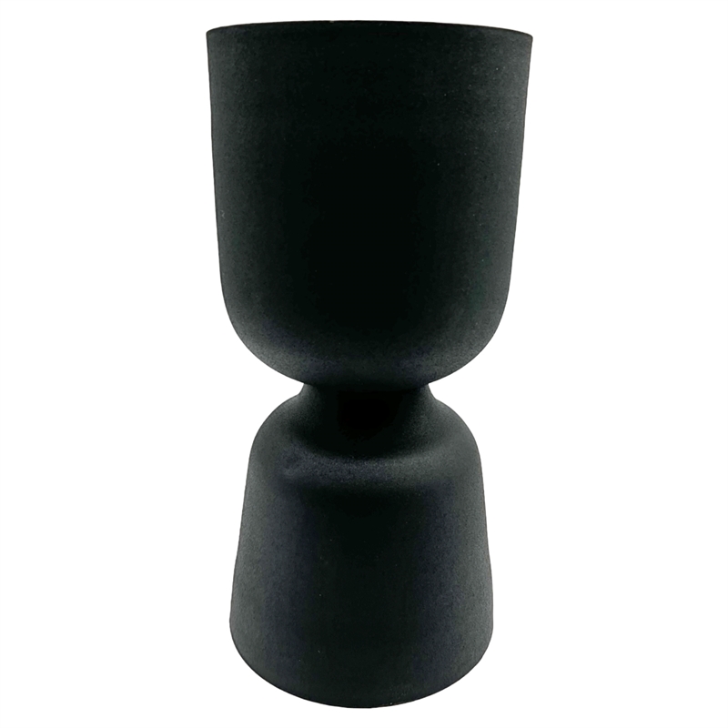 Bergamo Art 13 Inch Decorative Handmade Aluminum Modern Flower Vase in Charcoal
