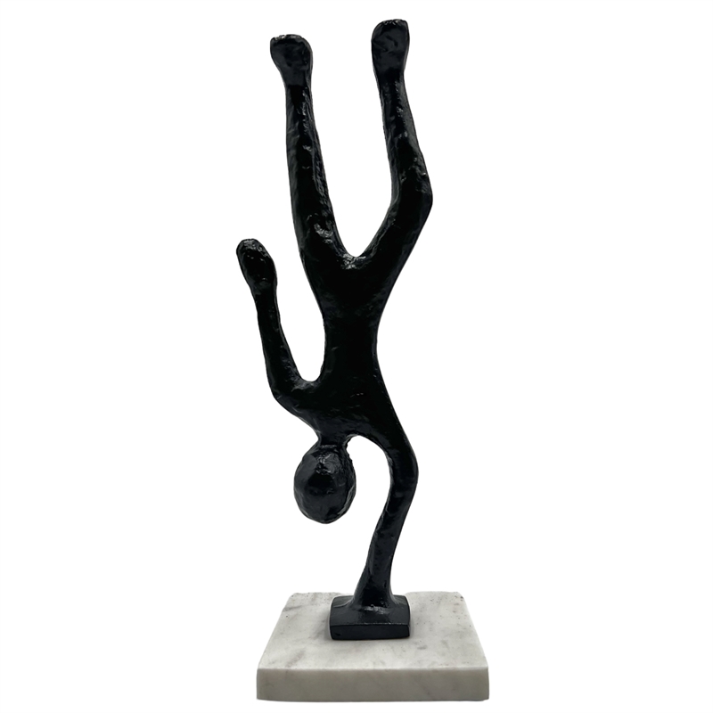 Bergamo Art Handmade Metal 12 in Abstract Upside Down Person Sculpture in Black