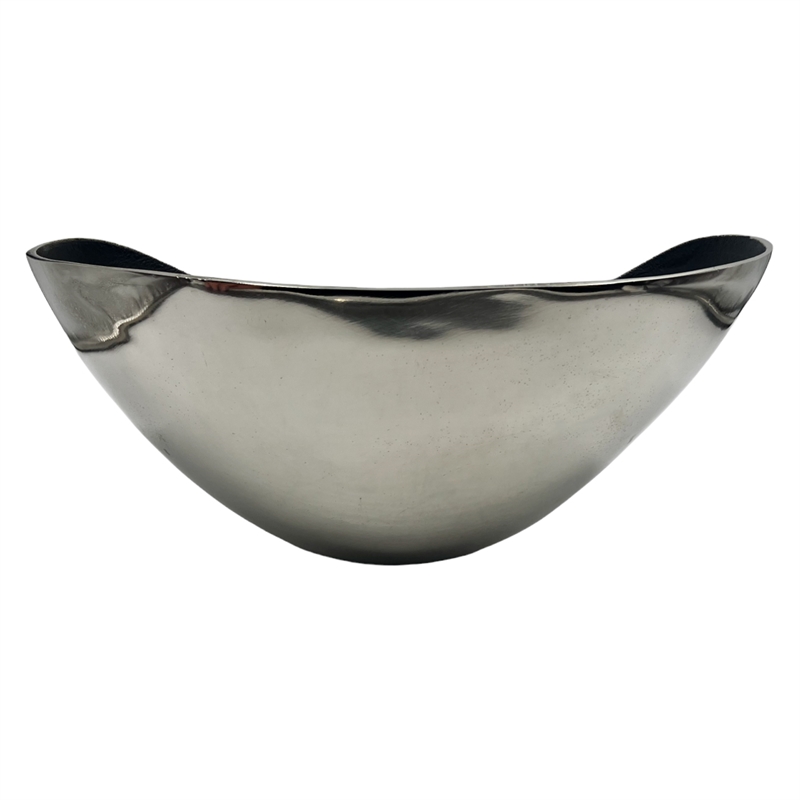 Bergamo Art 16 inch Decorative Handmade Aluminum Modern Bowl in Silver