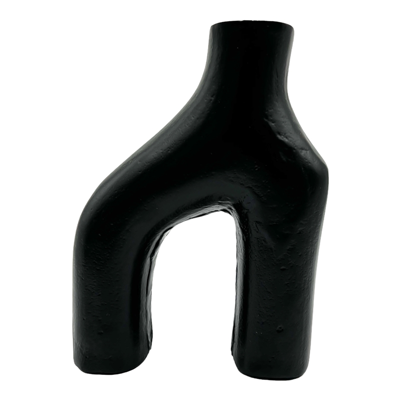 Bergamo Art 10 Inch Decorative Handmade Aluminum Modern Flower Vase in Black