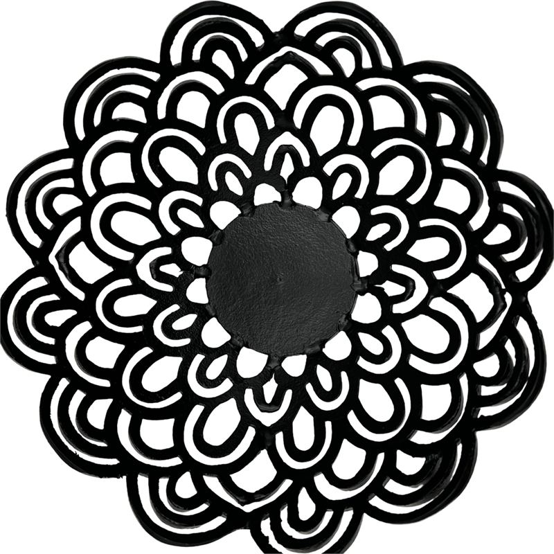 Bergamo Art Decorative Handmade Aluminum Peacock Feather Flower Bowl in Black