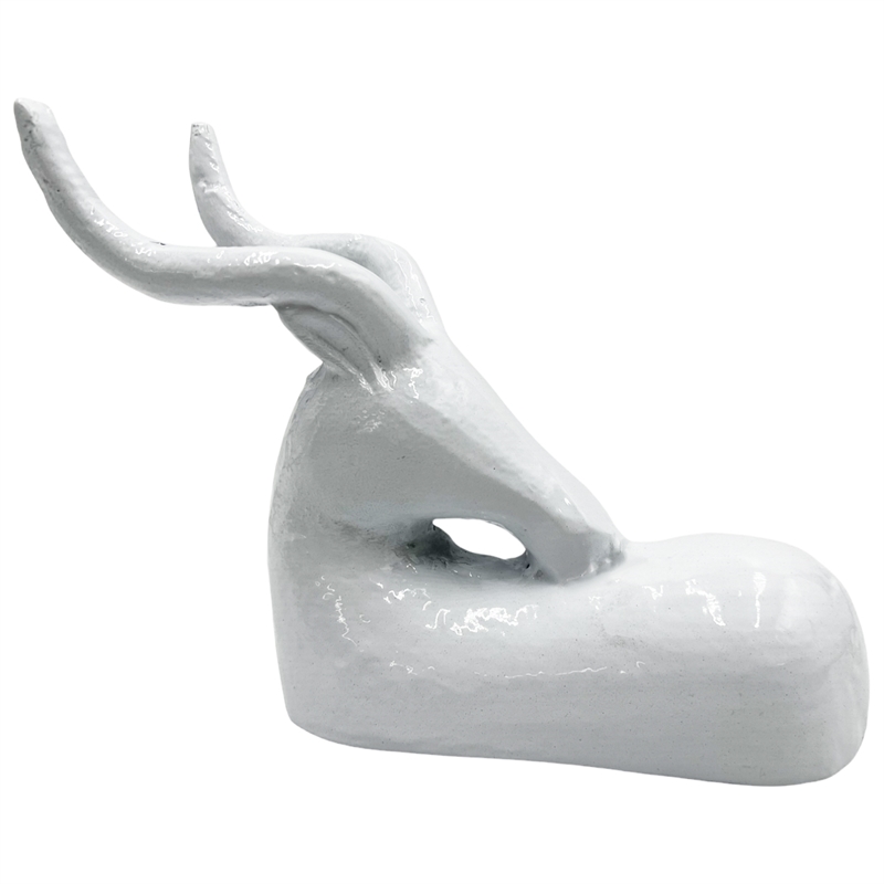 Bergamo Art Decorative Handmade Aluminum 9 inch Modern Deer Sculpture in White