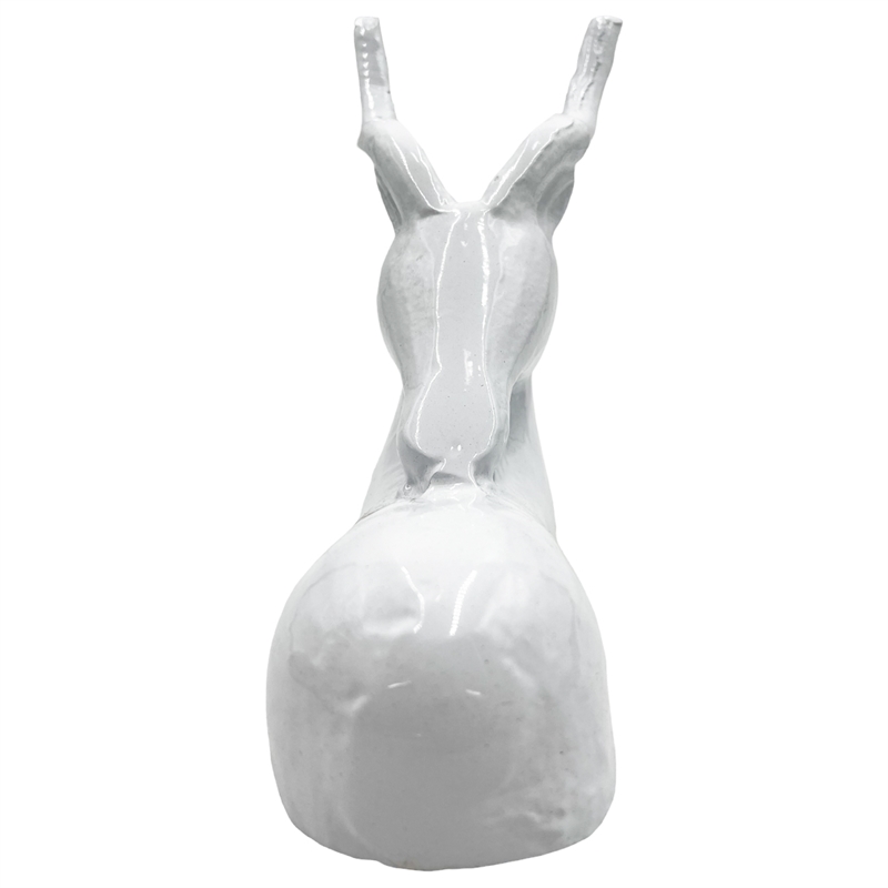 Bergamo Art Decorative Handmade Aluminum 9 inch Modern Deer Sculpture in White