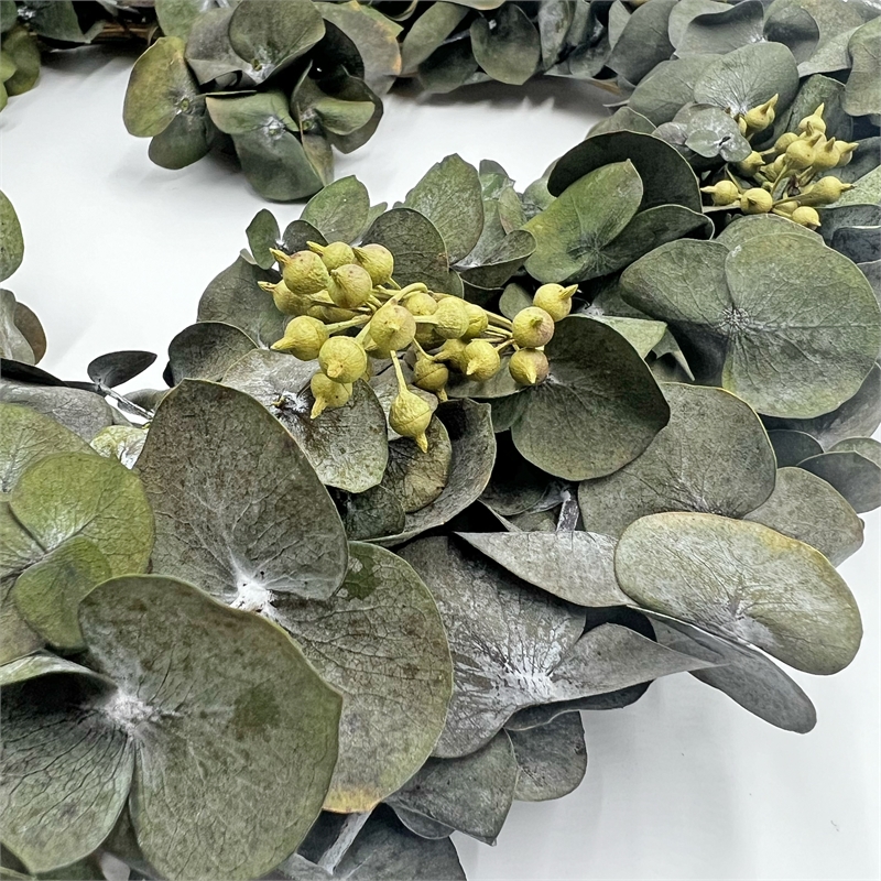 Bergamo Art Dried Preserved Valentines Day Real Green Eucalyptus Heart Wreath