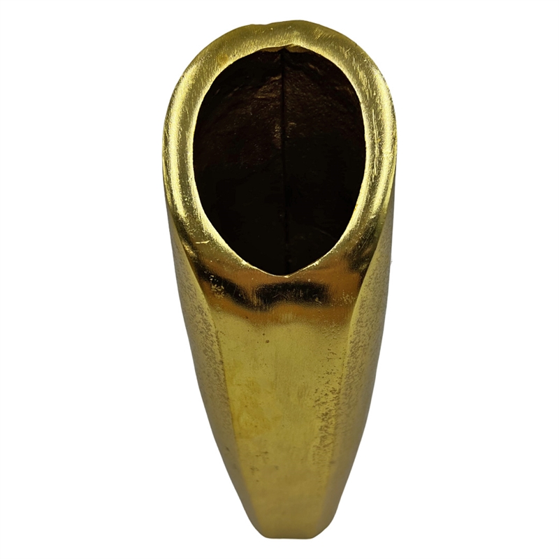 Bergamo Art 11 Inch Tall Decorative Handmade Aluminum Modern Flower Vase in Gold