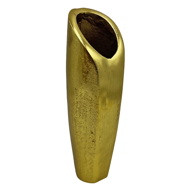 Bergamo Art 11 Inch Tall Decorative Handmade Aluminum Modern Flower Vase in Gold