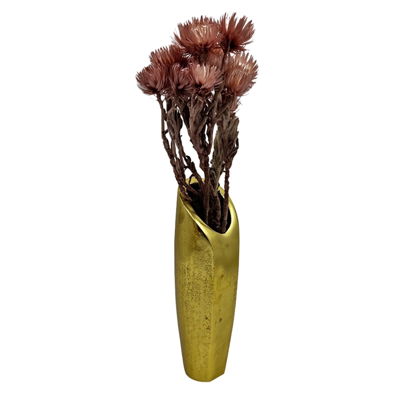 Bergamo Art 11 Inch Tall Decorative Handmade Aluminum Modern Flower Vase in Gold