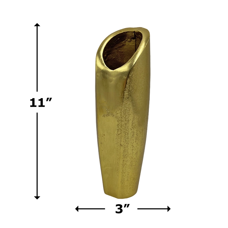 Bergamo Art 11 Inch Tall Decorative Handmade Aluminum Modern Flower Vase in Gold