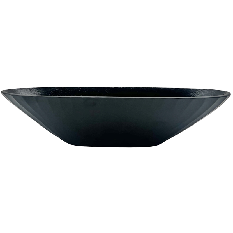 Bergamo Art 16 Inch Wide Decorative Handmade Aluminum Modern Oval Bowl in Black
