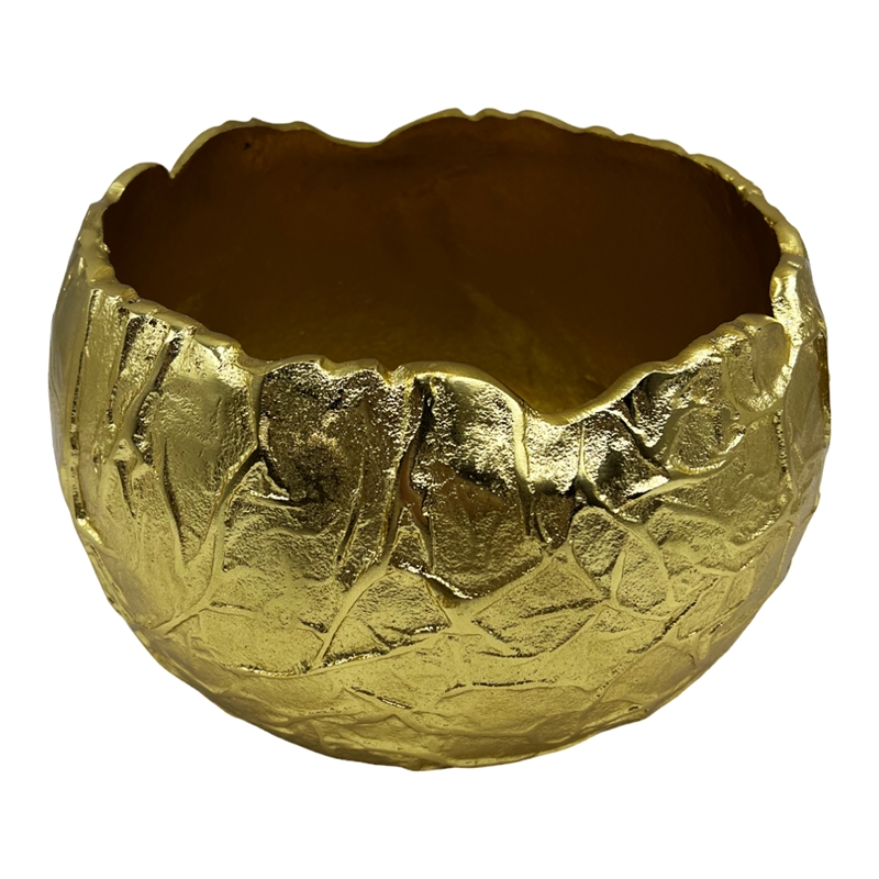 Bergamo Art 9 Inch Wide Decorative Handmade Aluminum Round Bowl in Gold
