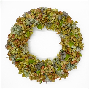 Bergamo Art Real Preserved Dried Decorative Pastel Hydrangea Wreath 20 Inch