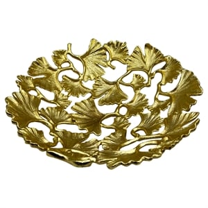 Bergamo Art 15 Inch Wide Decorative Handmade Aluminum Ginkgo Leaf Bowl