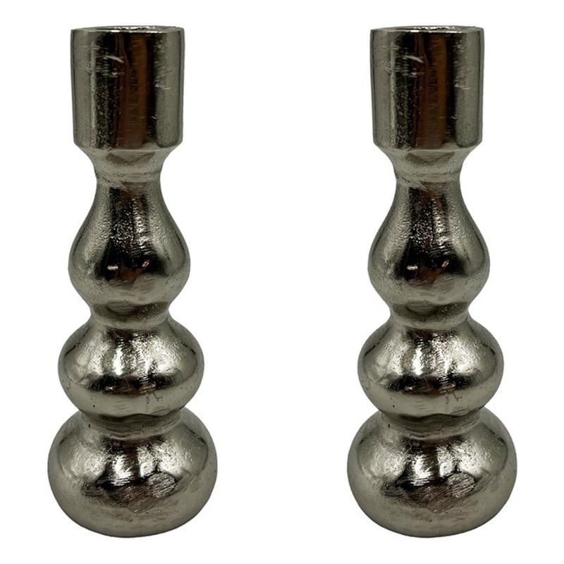 Bergamo Art 7 Inch Decorative Handmade Aluminum Modern Candle holder Set of 2