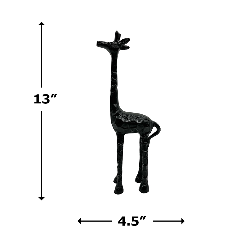 Bergamo Art Decorative Handmade Aluminum 13 inch Giraffe Sculpture in Black