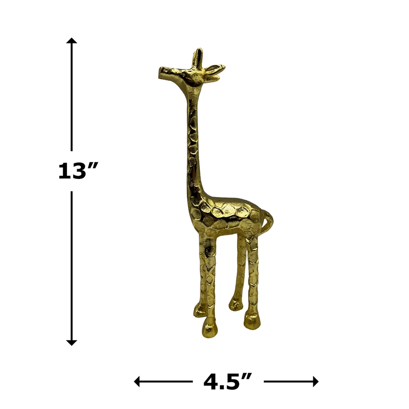 Bergamo Art Decorative Handmade Aluminum 13 inch Giraffe Sculpture in Gold