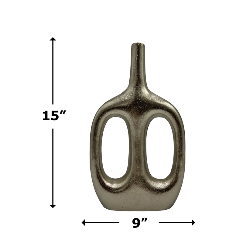 Bergamo Art 15 Inch Tall Decorative Handmade Aluminum Skinny Jug Flower Vase