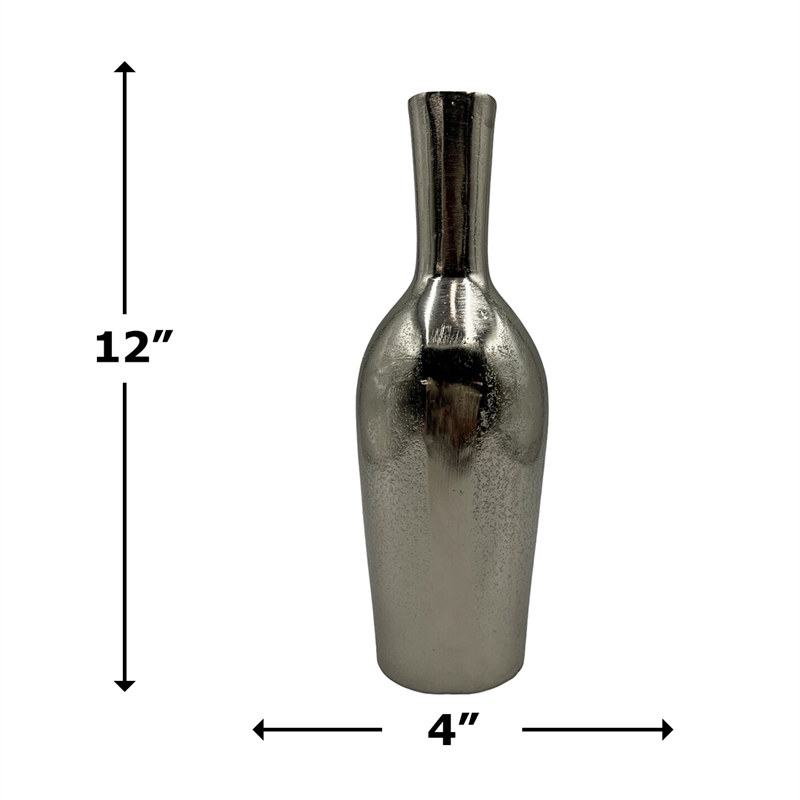 Bergamo Art 12 Inch Tall Decorative Handmade Aluminum Bottle Flower Vase