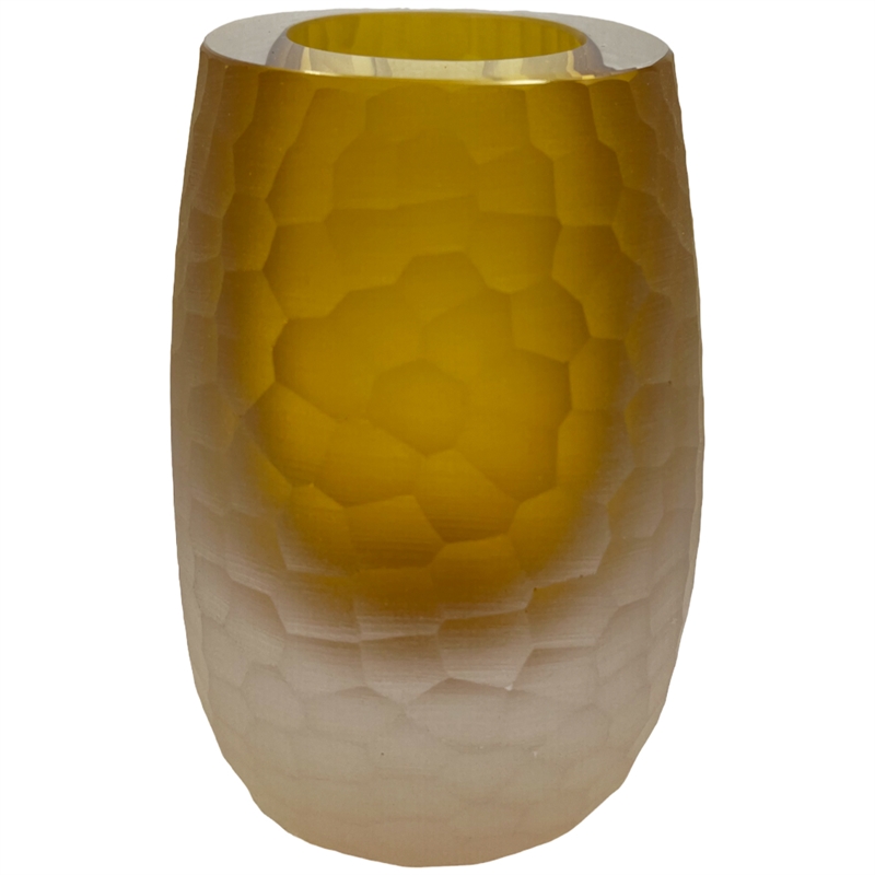 Bergamo Art Handmade Glass Vase in Amber