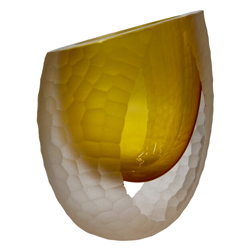 Bergamo Art Handmade Glass Vase in Amber
