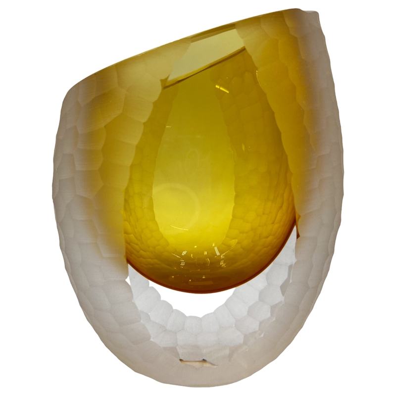 Bergamo Art Handmade Glass Vase in Amber