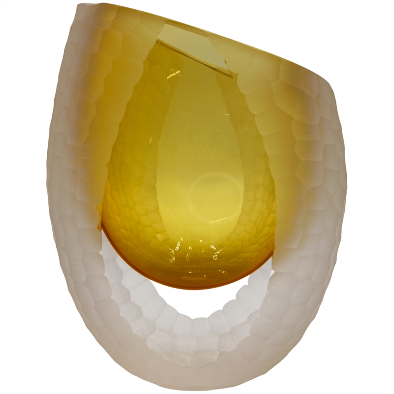 Bergamo Art Handmade Glass Vase in Amber