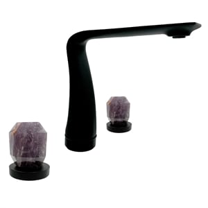 Bergamo Art Matte Black Brass Bathroom Faucet with Purple Amethyst Handles