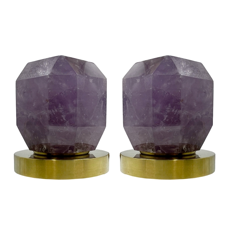 Bergamo Art Gold Brass Bathroom Faucet with Purple Amethyst Handles