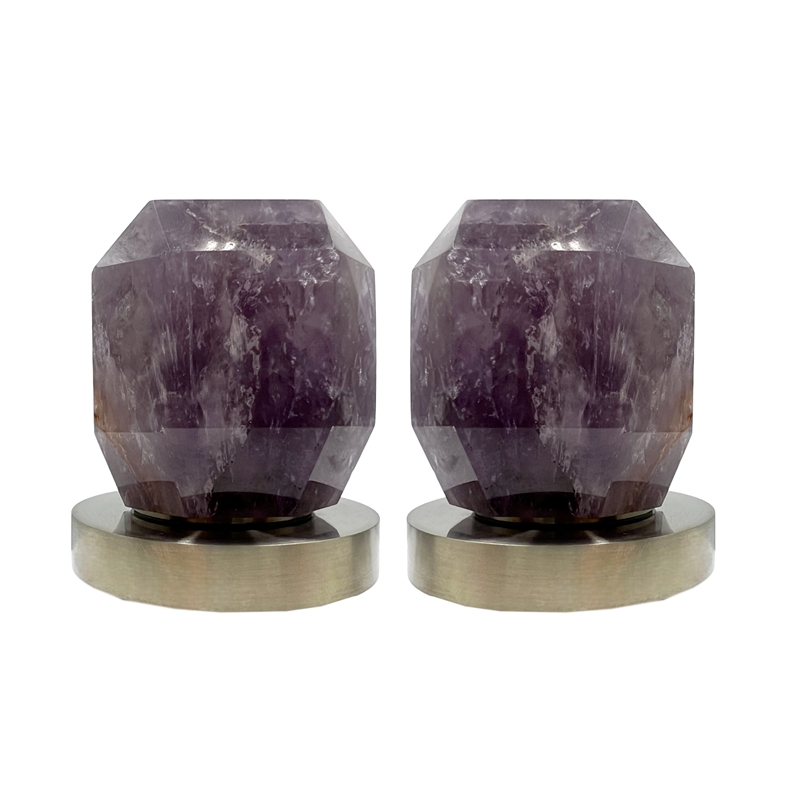 Bergamo Art Brushed Nickel Brass Bathroom Faucet with Purple Amethyst Handles