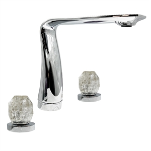 Bergamo Art Chrome Brass Bathroom Faucet with White Rock Crystal Handles