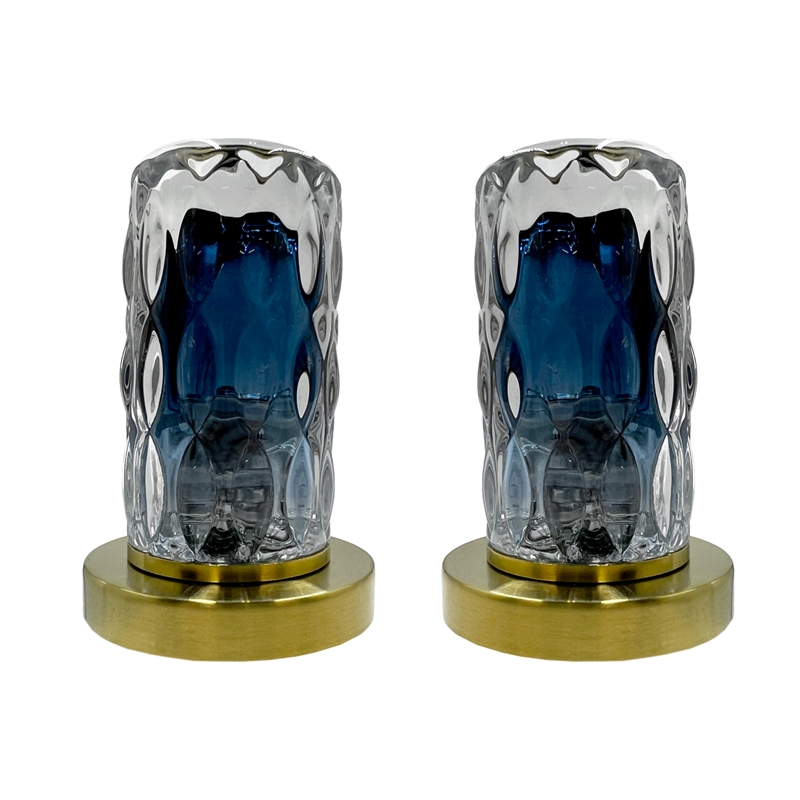 Bergamo Art Gold Brass Bathroom Faucet with Blue Glass Handles