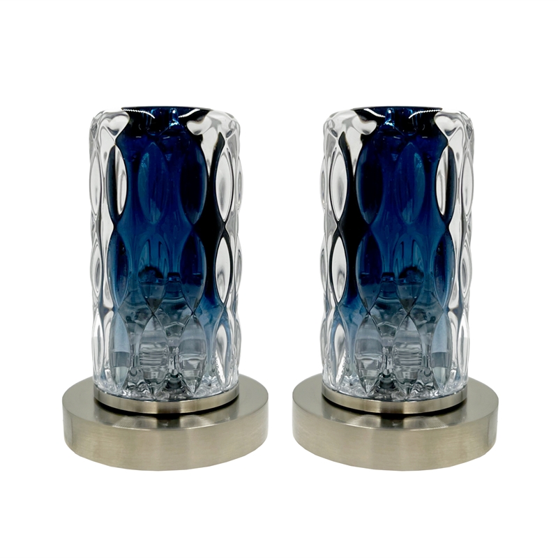 Bergamo Art Brushed Nickel Brass Bathroom Faucet with Blue Glass Handles