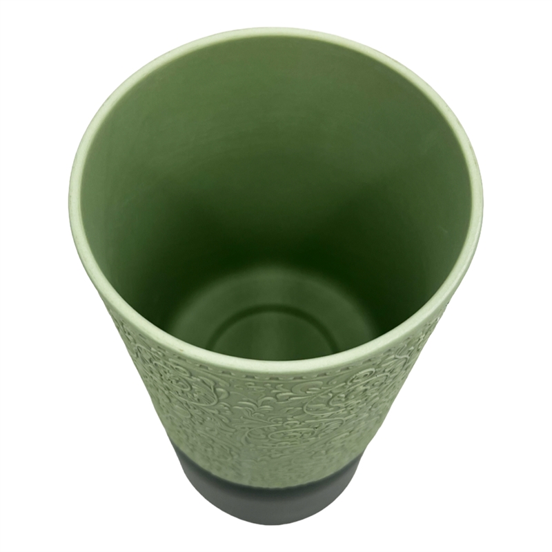 Bergamo Art 12 Inch Tall Modern Ceramic Flower Vase in Green