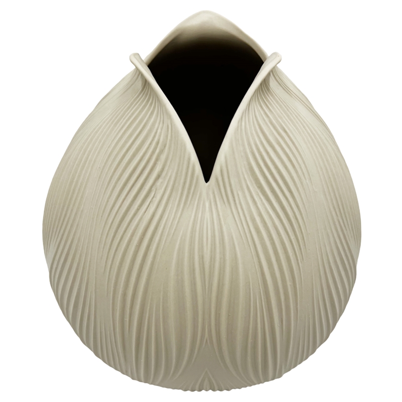 Bergamo Art 9 Inch Tall Modern Ceramic Flower Vase in Beige