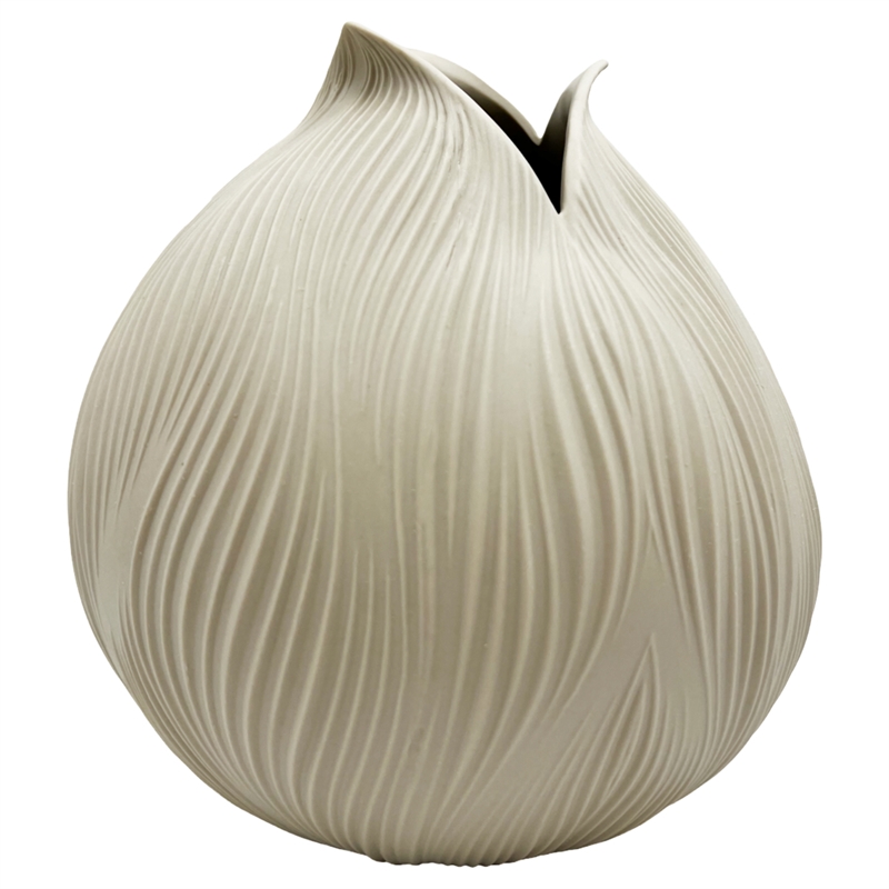 Bergamo Art 9 Inch Tall Modern Ceramic Flower Vase in Beige