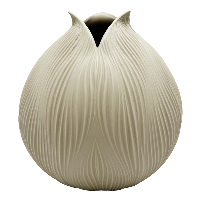 Bergamo Art 9 Inch Tall Modern Ceramic Flower Vase in Beige