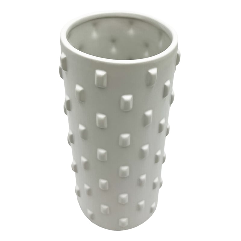 Bergamo Art 10 Inch Tall White Ceramic Vase for Flowers