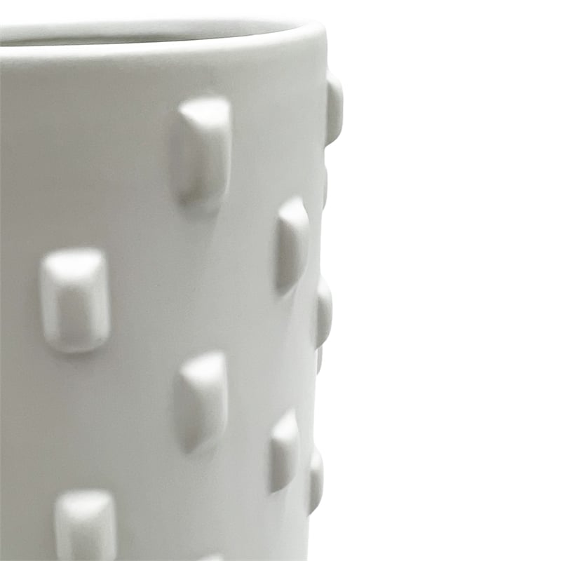 Bergamo Art 10 Inch Tall White Ceramic Vase for Flowers