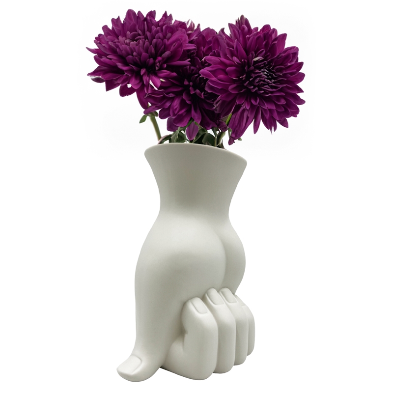 Bergamo Art 9 Inch Tall White Hand Ceramic Vase